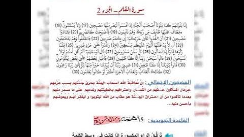 سورة القلم دعم للمستوى السادس في الامتحان الإشهادي