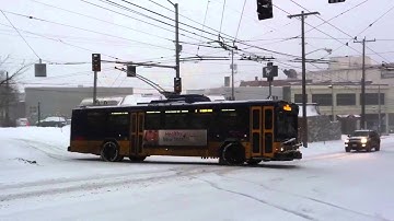 Trolleybus in snow