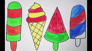 Icecream Drawing, Painting and Coloring for kids & Toddlers| easy 4 ice-cream drawing step by step by Cho Cho Tv Star 313 views 6 days ago 6 minutes, 55 seconds