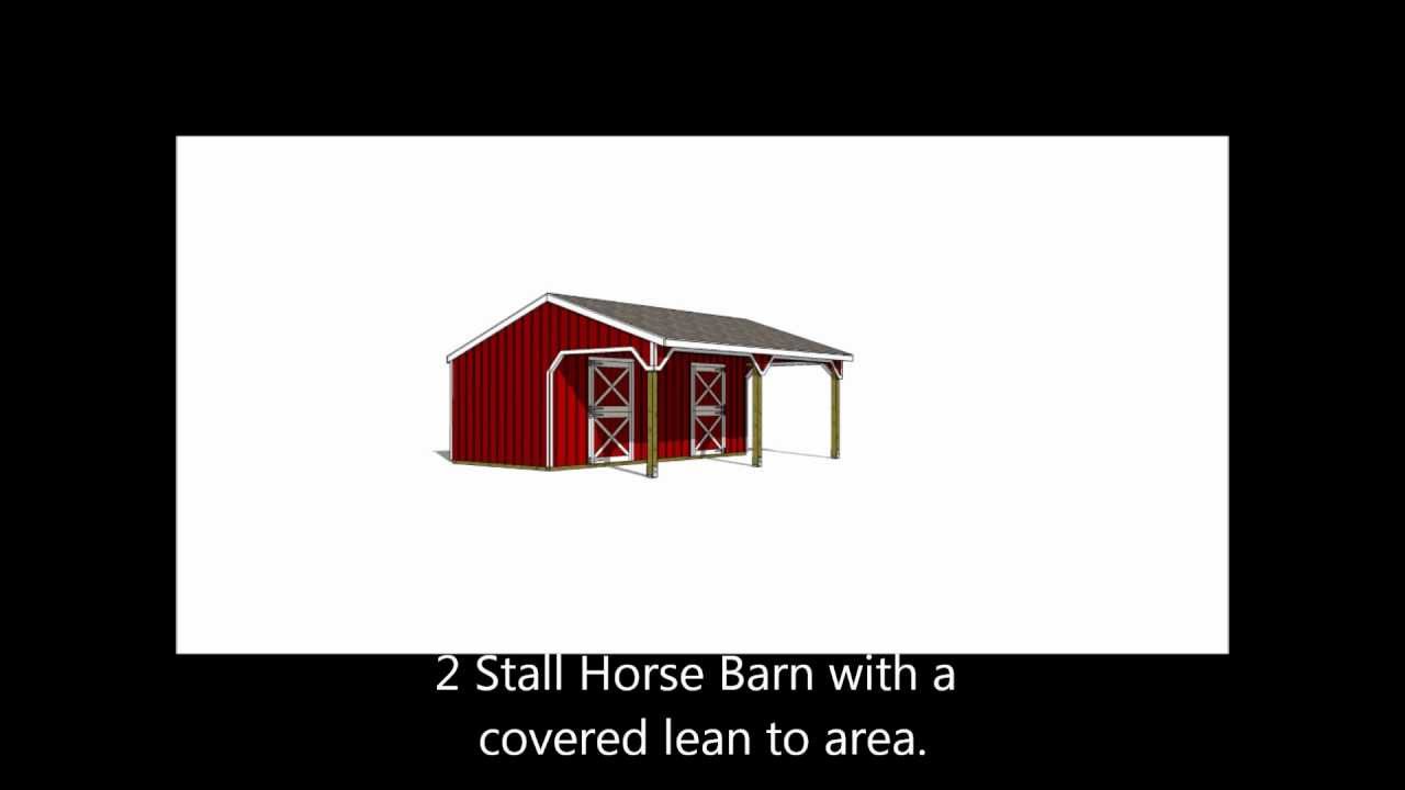2 Stall Horse Barn Plans - YouTube