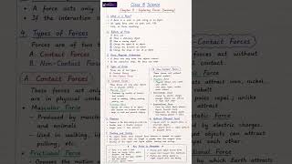 Class 8 Science Chapter 5 Exploring Forces | Handwritten Notes | Quick Revision | NCERT Science