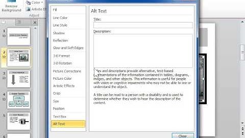 PowerPoint 2010 Set an Alternative Text Description for a Picture or Shape on a Web Page