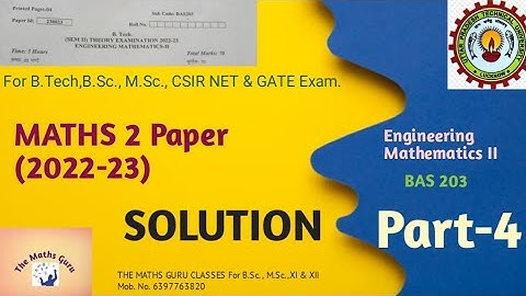 Solution Part-4 ||Question Paper 2022-23 AKTU||Engineering Mathematics II (BAS-203)