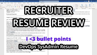 Recruiter Resume Review: DevOps Engineer or SysAdmin