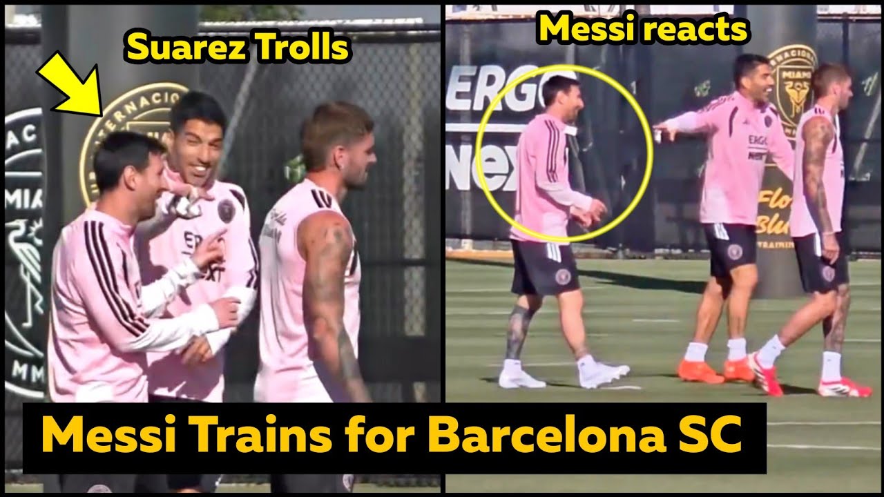 Взаимопонимание между Месси и Суаресом оживляет тренировку "Интер Майами" перед матчем с "Барсело...
