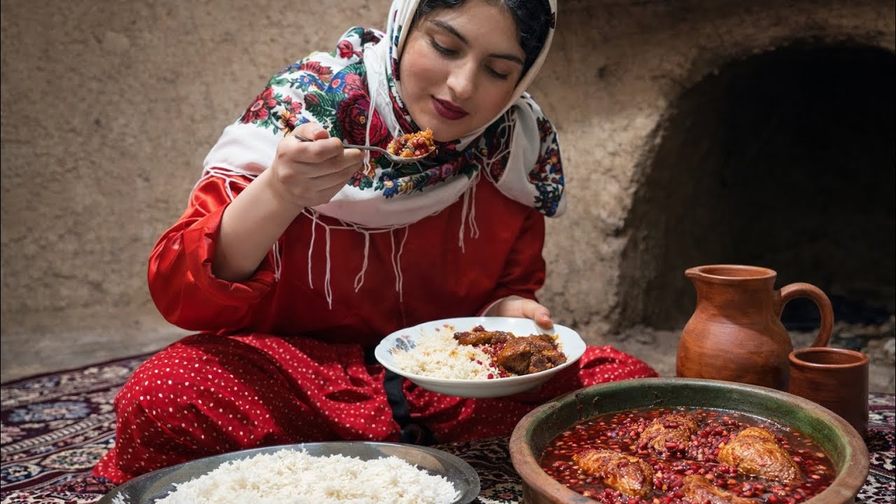 Cooking Over Fire | Persian Pomegranate Chicken (Village ASMR)