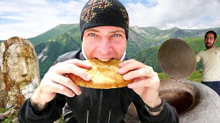 Northern GEORGIAN MOUNTAIN FOOD in Kasbegi - Traditional Lobiani and Cheese | Georgia