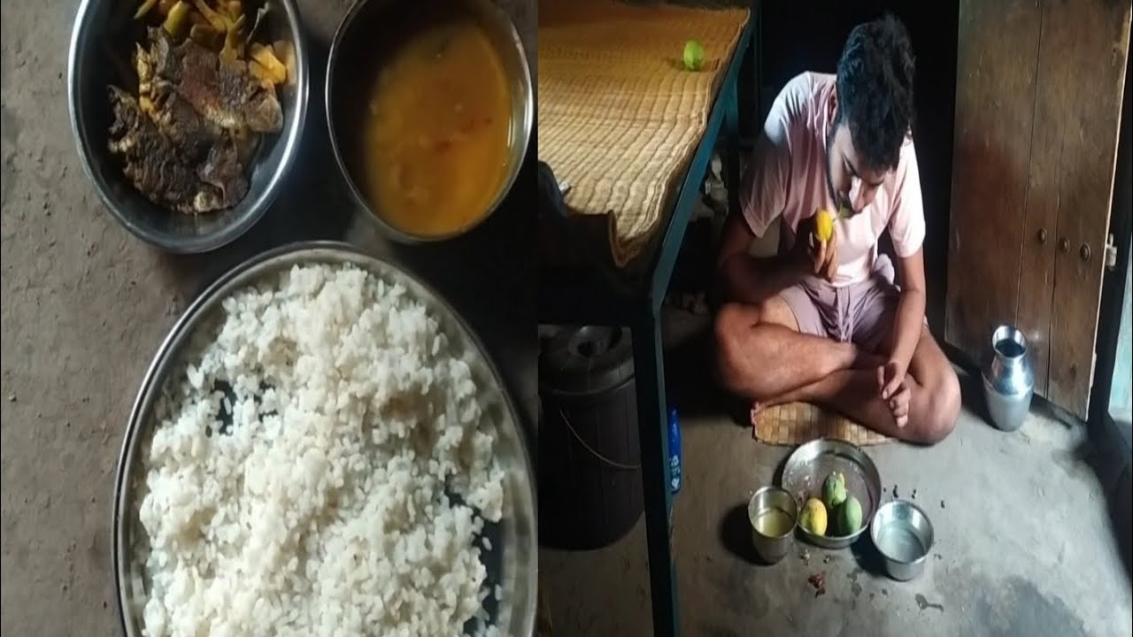 ଗରମ ଭାତକୁ କୋଉମାଛ ଭଜା +ଆମ୍ବ ରସର ମଜା