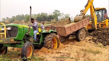 New Jcb 3dx Xtra Machine Loading Mud In John Deere 5045 D Tractor For Making Big Pond | Jcb Tractor