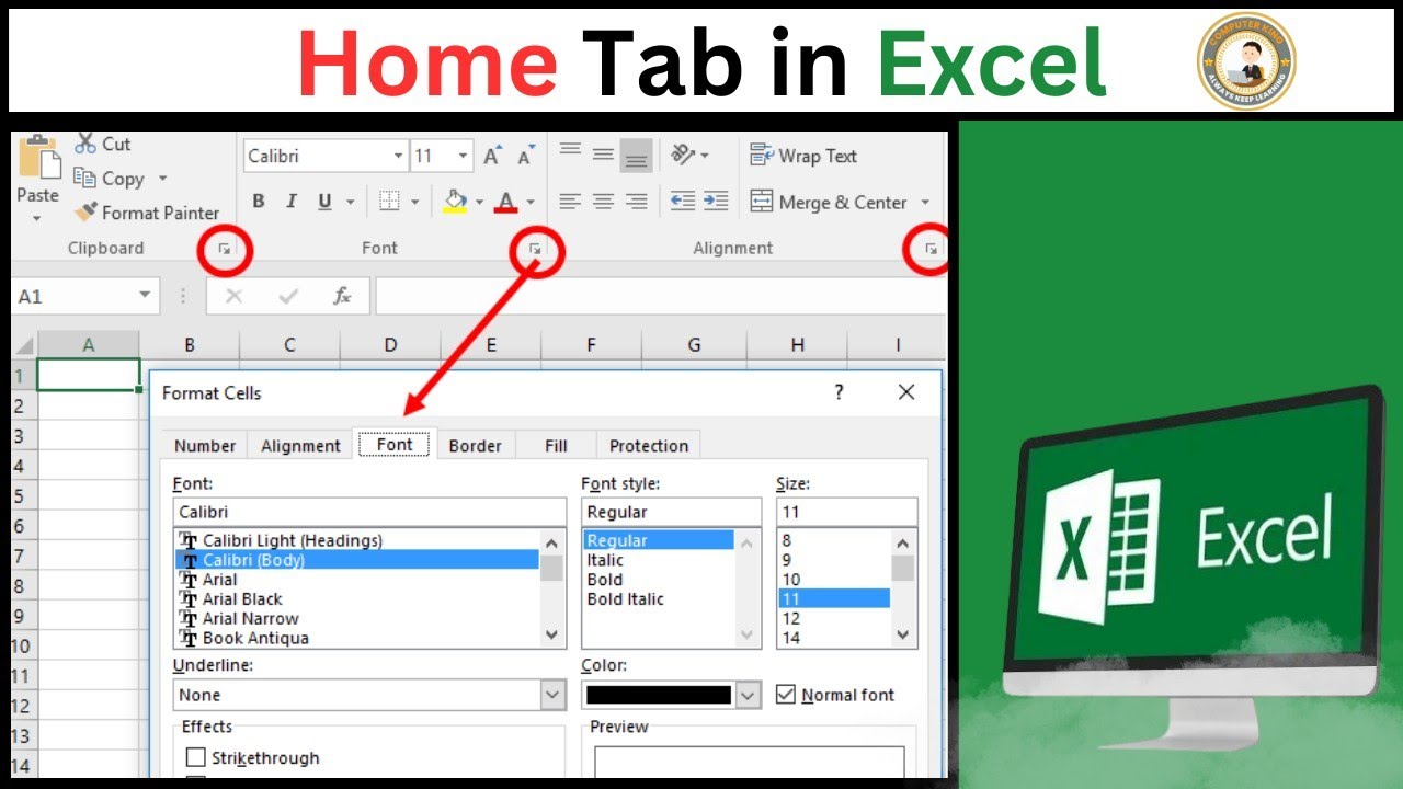 Excel Home Tab in hindi | excel tutorial for beginners in hindi | Home ...