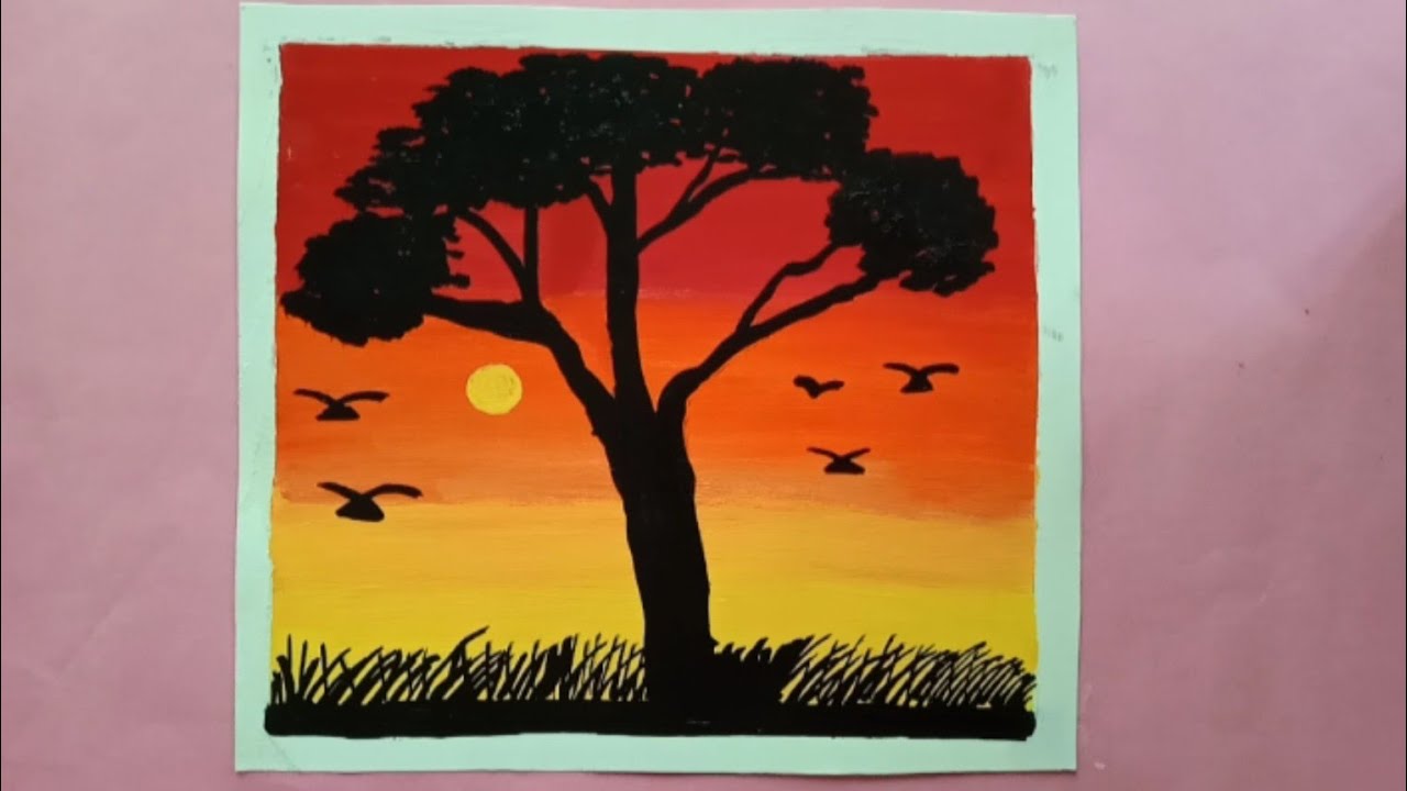 Sunset Painting For Beginners / Acrylic Sunset Painting