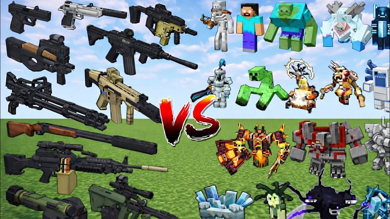 Minecraft Guns vs Giant Mobs | Epic Gun Mod Battle 🔥