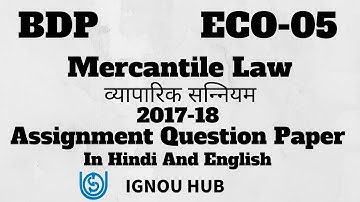 IGNOU BDP B.Com ECO-05 Assignment Question Paper 2017 2018 In Hindi & English ECO 05