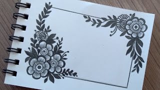 Easy and Simple Border Design for Project | Easy corner Flower Drawing Tutorial For Beginners Simple