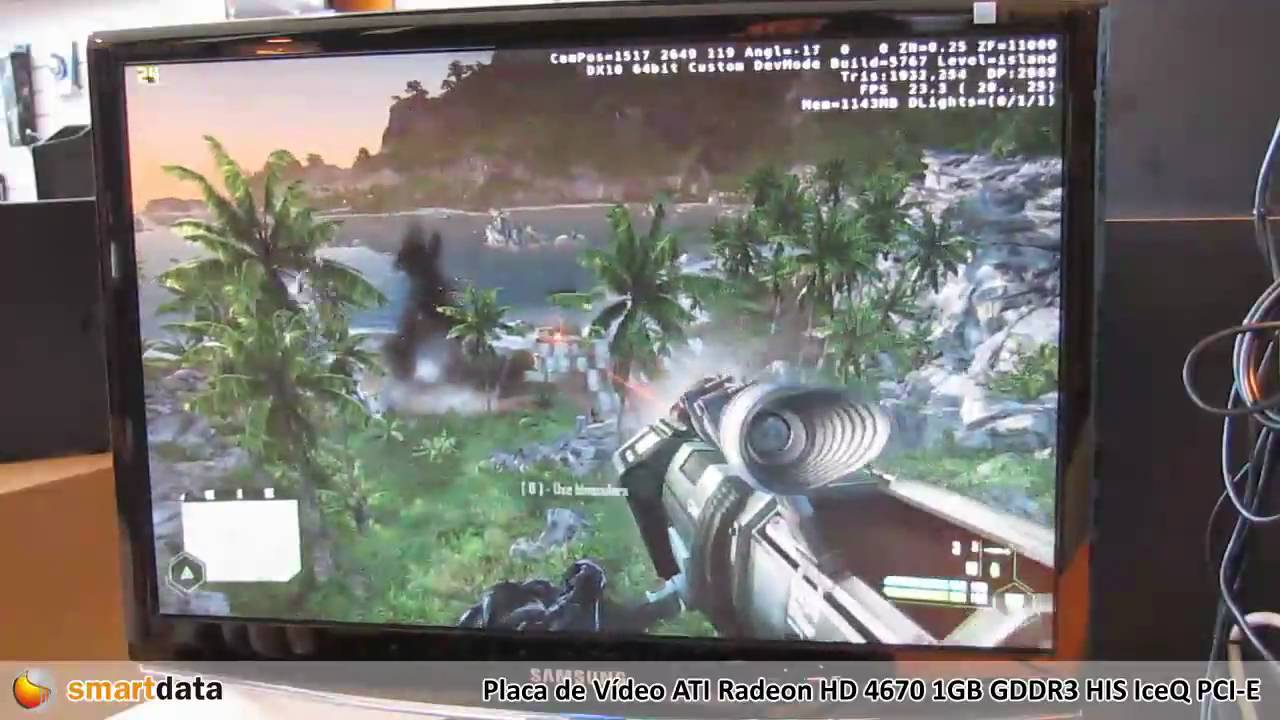 VGA ATI Radeon HD4670 rodando Crysis em High Res