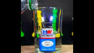 Battery multticolur LED science experiment project / hw battery connected RGB LED under water test
