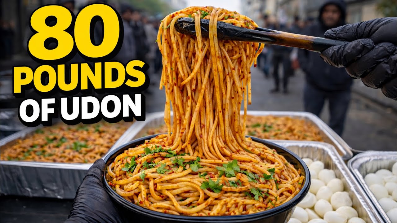 80 фунтов лапши удон с чесноком и чили + 168 яиц | Кормим улицы Сан-Франциско