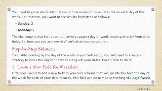 How to Facet by Day of the Week in Solr