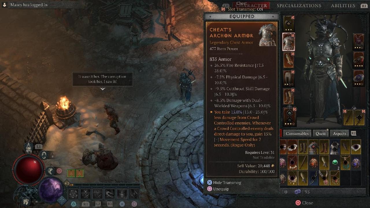 Diablo 4 - Season 1 Hardcore Day 1 Level 42 Imbuement Rogue Build ...