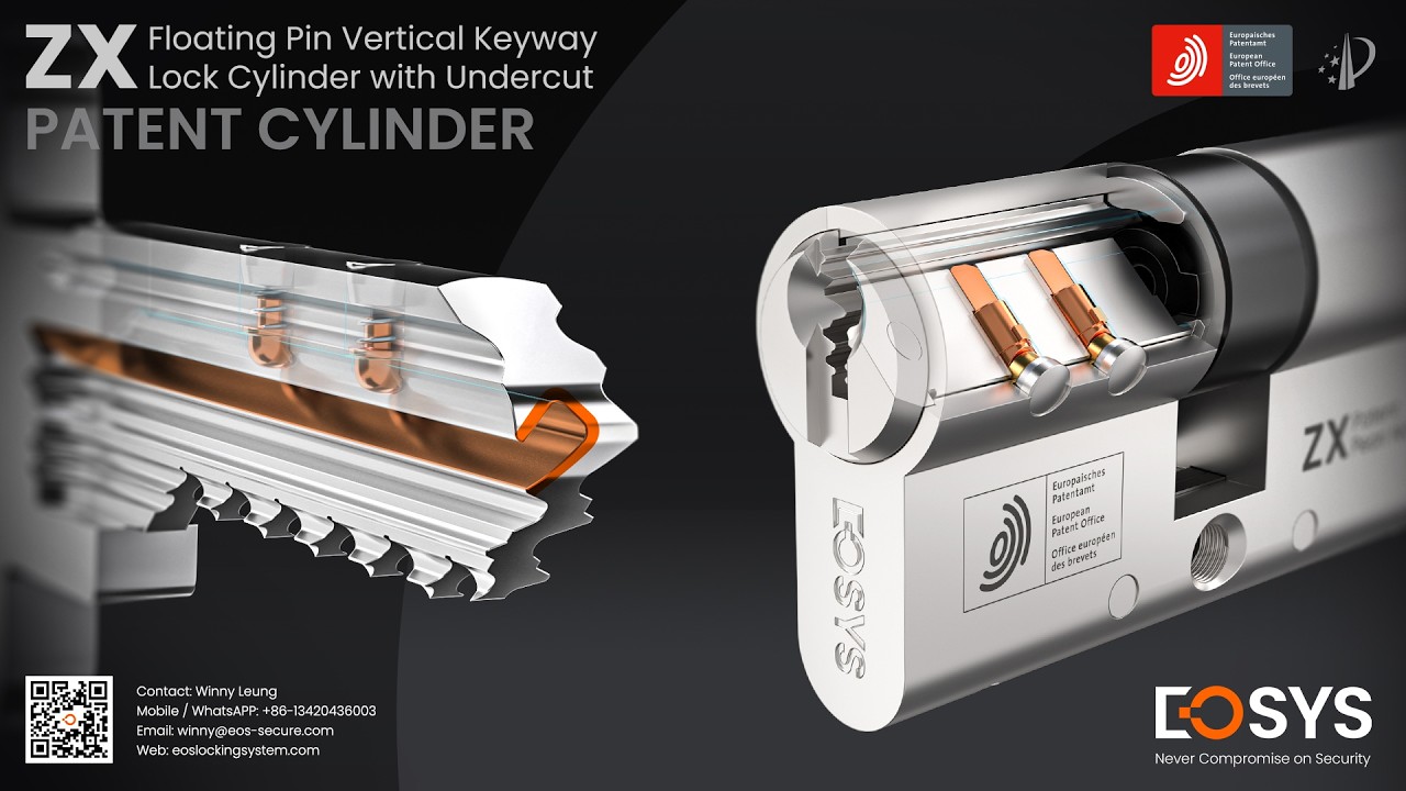 EOSYS ZX Security Cylinder – Patented Floating Pins, Undercut