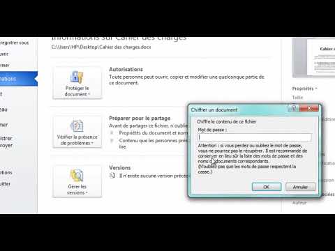 Vidéo: Comment supprimer un mot de passe d'un document Word 2010 ?