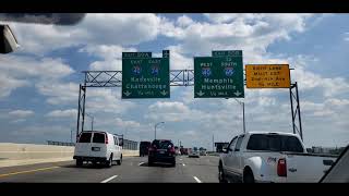 Driving on Interstate 24 East through  Nashville, Tennessee Rush Hour