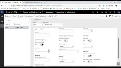 D365 General Ledger Create New Journal Name