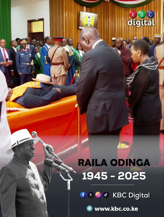 President Ruto, First Lady view the body of the late Raila Odinga at Parliament Buildings