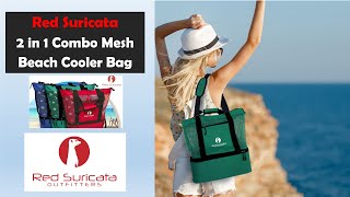 Red Suricata 2 in 1 Combo Mesh Beach Bag with Insulated Cooler