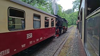 99 7243 und 99 7237 gaben sich im Bahnhof Eisfelder Talmühle ein Stelldichein.Geile Doppelausfahrt.