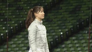 女子フェンシング日本代表の江村美咲さんが始球式!!
