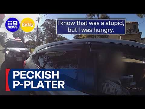 Driver takes 'eating on the run' one step too far | 9 News Australia