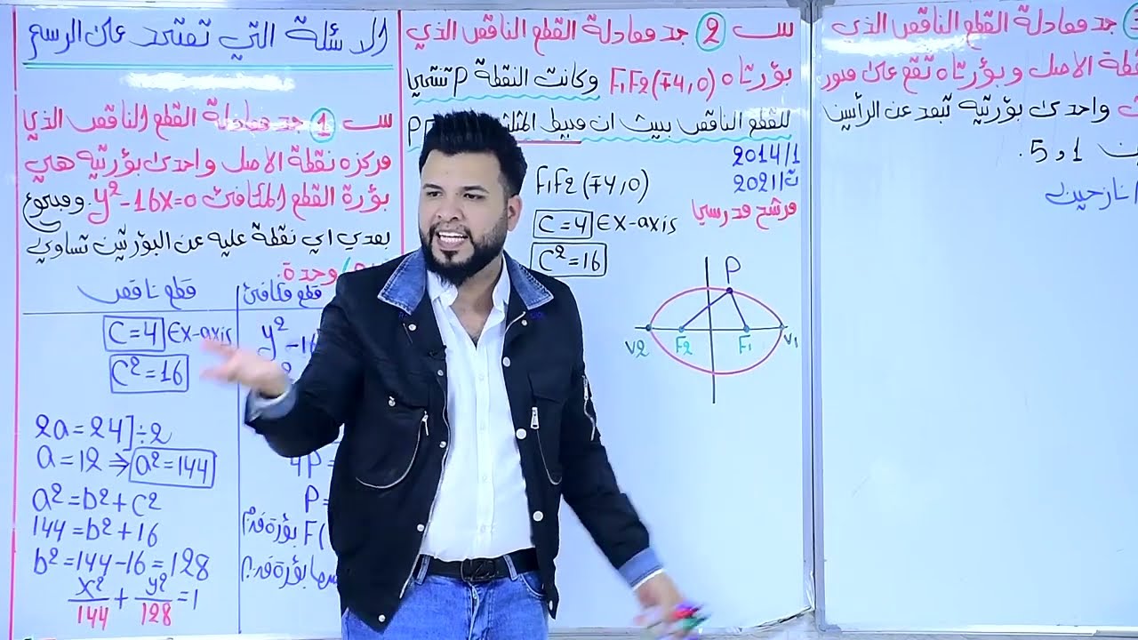 السادس العلمي /الفصل الثاني/المحاضرة 20/ القطع الناقص/ أسئلة تعتمد ع رسم / التصوير الجديد لمنهج 2023