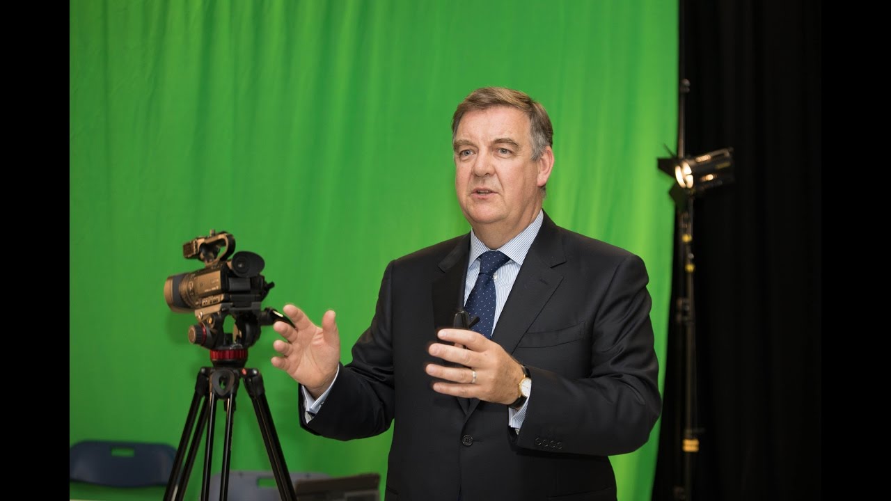 Bryan Dobson has a bit of fun with new UL journalism equipment.