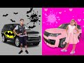 السيارة الوردية مقابل السيارة السوداء التحدي الوردي مقابل الأسود للأطفال