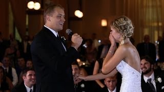 GROOM SURPRISES HIS BRIDE BY SINGING & STARTING FLASH MOB AT THEIR WEDDING RECEPTION