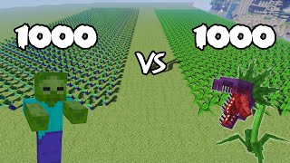 1000 Zombie Vs 1000 Foliaath | Minecraft |