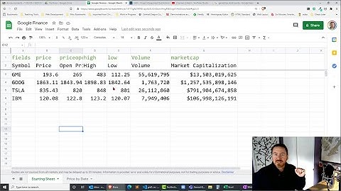 Setting Up a Google Spreadsheet to Experiment with the Google Finance Function