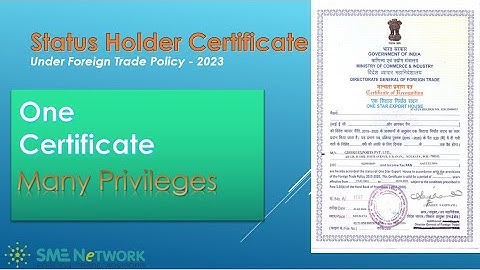 Status Holder Certificate under Foreign Trade Policy 2023