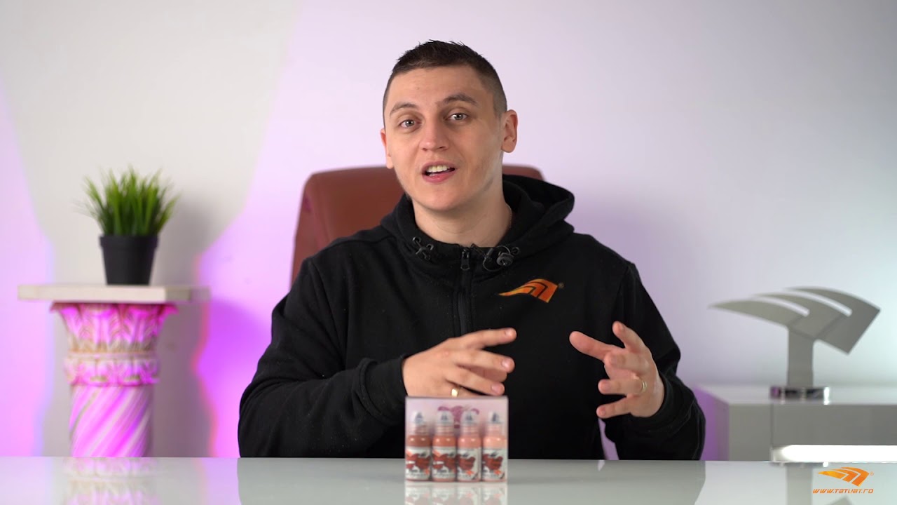 Va prezentam Setul de 4 tusuri World Famous Maks Kornev Pink Skintone 30ml WWW.TATUAT.RO