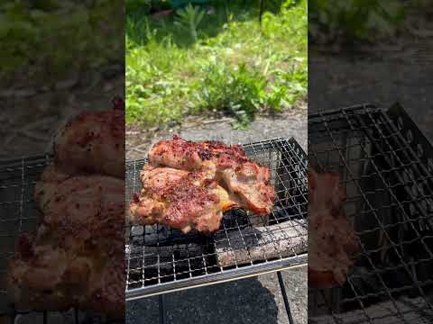 タープ張って1人ソロバーベキュー🍖