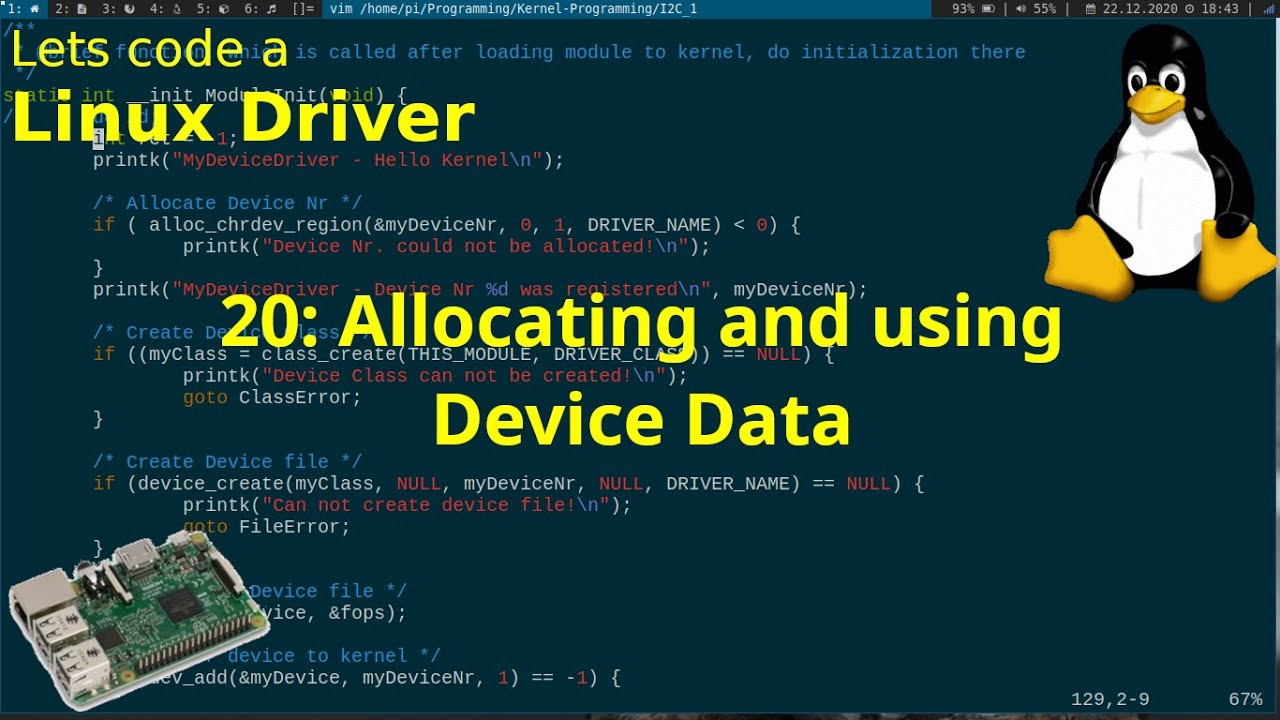 Let’s code a Linux Driver – 20 Allocate and use Device … — Transcript