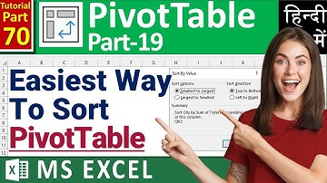 MS-EXCEL-70-Easiest Method to Sort PivotTable | Left to Right Data Sorting in Pivot Table | Hindi
