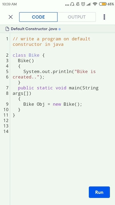 default constructor in java example. #shorts #viral #java # ...