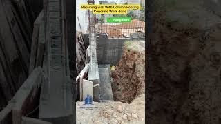🔥 Short Caption (Top line)Retaining wall concrete &amp; column footing work done #reinforcedconcrete