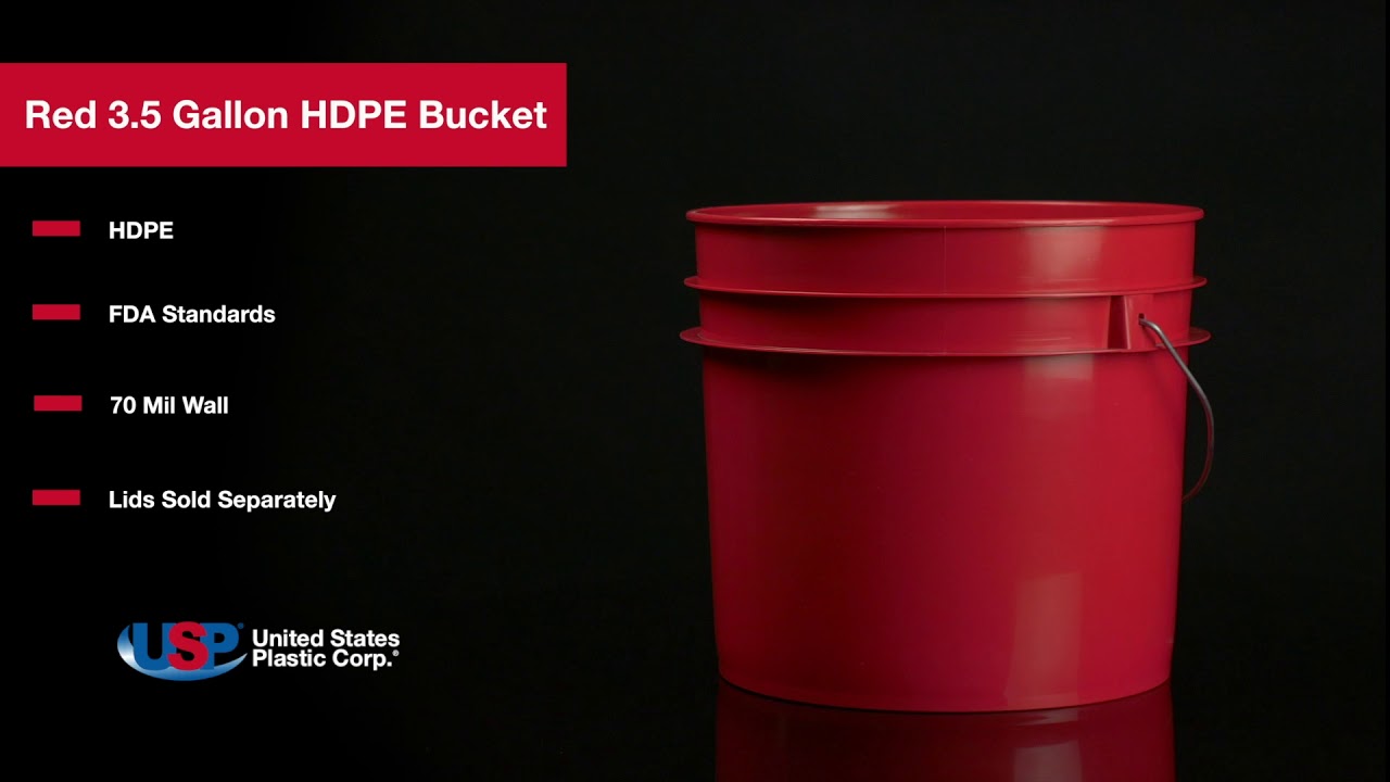 Red 3.5 Gallon HDPE Bucket | U.S. Plastic Corporation®