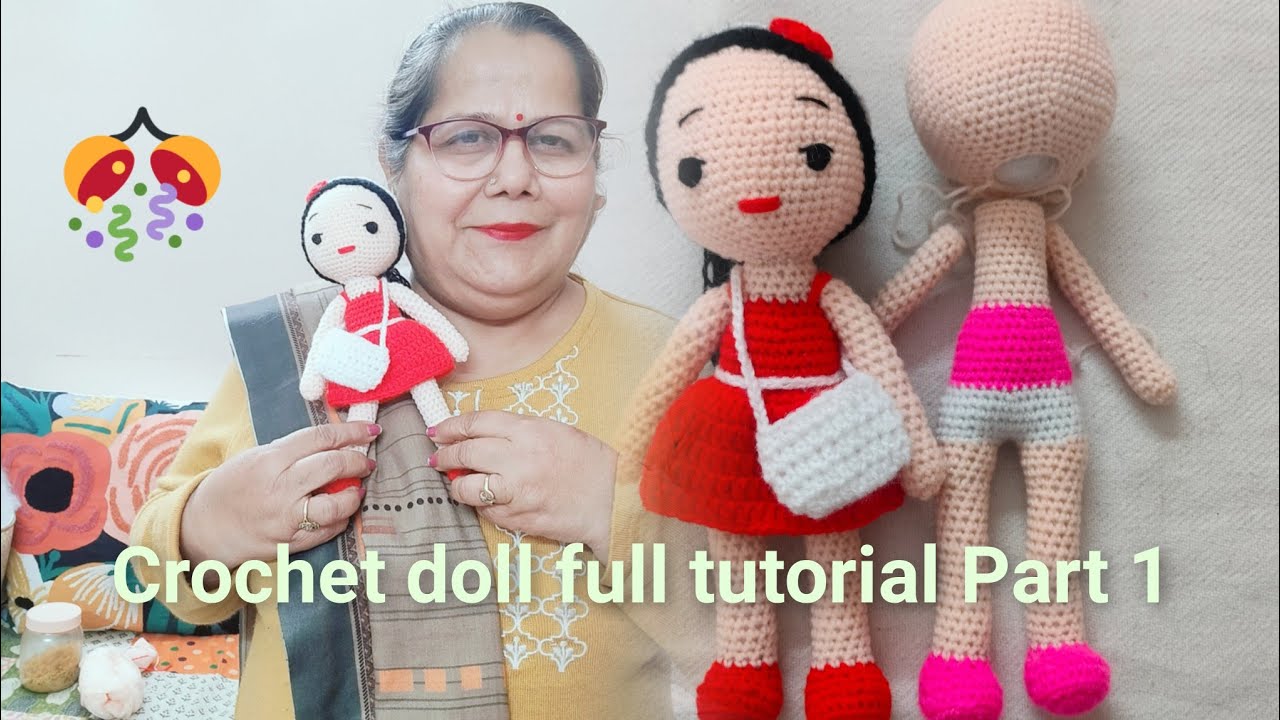  Crochet doll tutorial arm/shoes /legs/body! A very easy and simple tutorial for beginners ! Part 1!