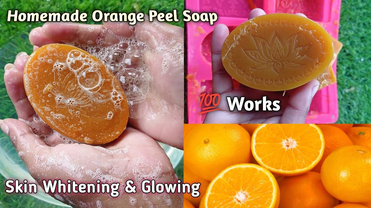 Easy Orange Peel Soap Making At Home | Orange Soap Skin Glowing 💯℅ Works|Chemical Free Orange Soap 🧼