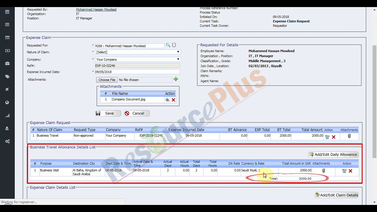 How to request an Expense Claim thru workflow in ResourcePlus HRMS ...
