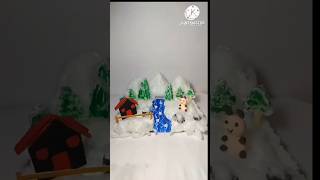 Mini Snow Village DIY ❄️ Easy Winter Craft Idea #shorts#shorts #diy #viral #craft #snow #miniature